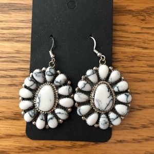 White Buffalo Blossom sterling silver earrings
